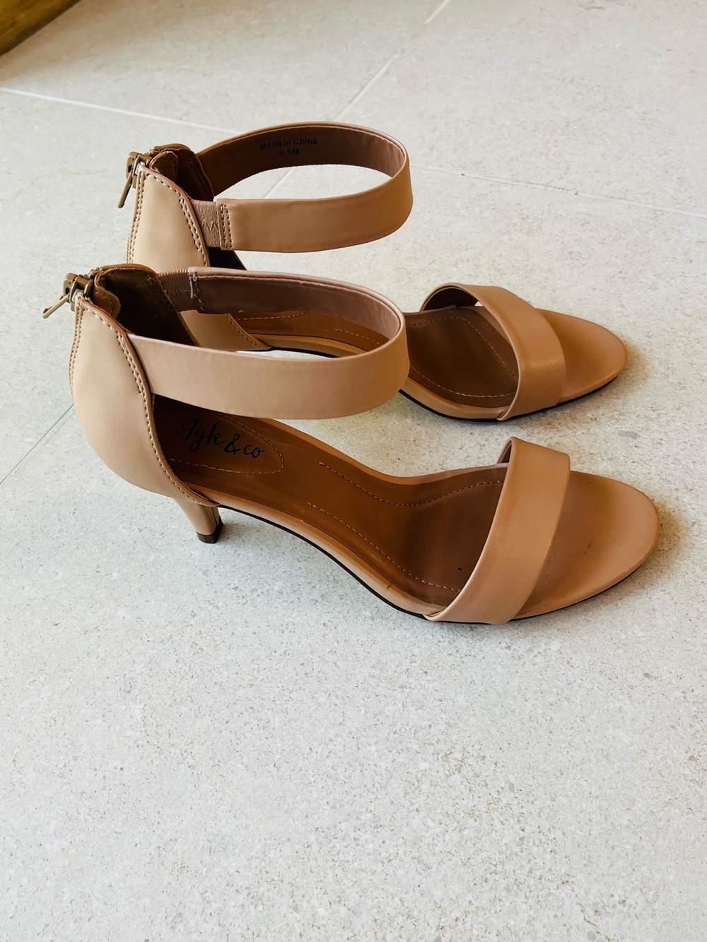 Style & Co. Tan Open-Toe Ankle-Strap Sandals - Picture 3 of 7